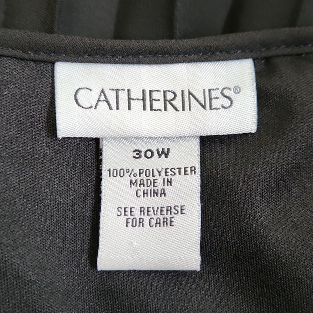 Catherines Womens Black Dress Size 30W‎ Accordian Overlay Midi Neutral Pleated - Picture 7 of 9